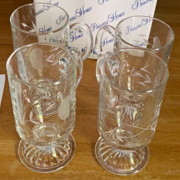 Princess House Heritage Crystal Mugs Irish Coffee Set Of 4 - Picture 1 of 6